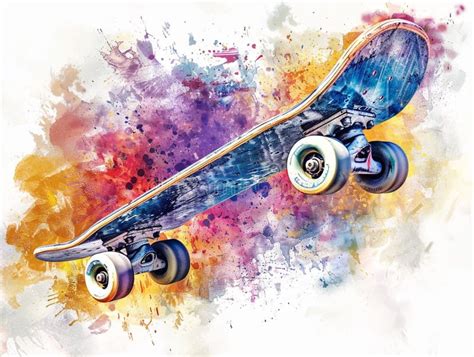 Watercolor Splash Skateboard Stock Illustration Illustration Of