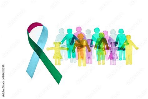 Rare Disease Day Background Colorful Awareness Ribbon With Group Of