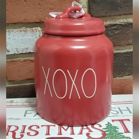 Rae Dunn Holiday Rae Dunn Xoxo Large Big Red Canister Happy