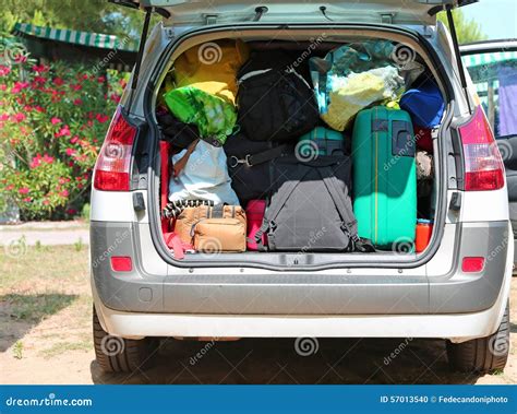 Luggage And Suitcases In Car For Departure Stock Photo Image Of