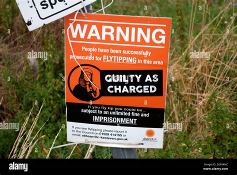 Fly Tipping Warning Sign Stock Photo Alamy