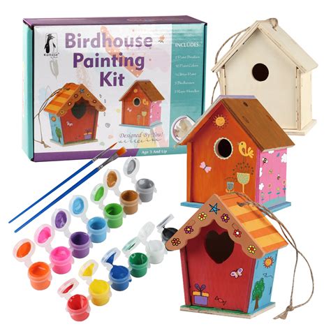 Diy Bird House Kit Includes 3 Unfinished Birdhouses To Paint Etsy