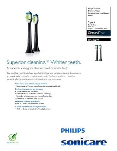 Philips Sonicare DiamondClean Standard Sonic Toothbrush Heads Leaflet