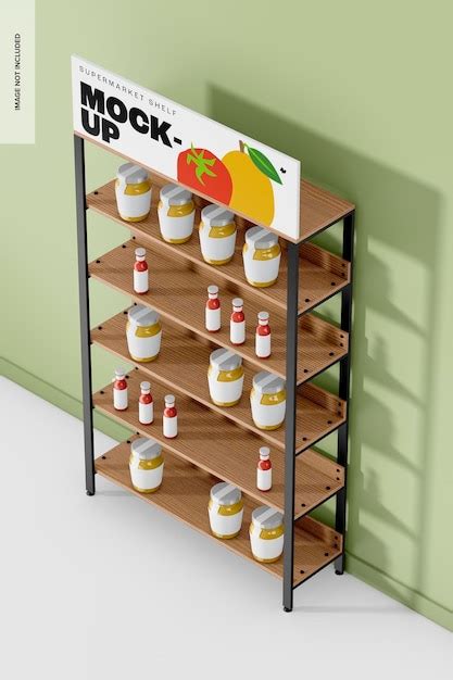 Premium Psd Supermarket Shelf Mockup High Angle View