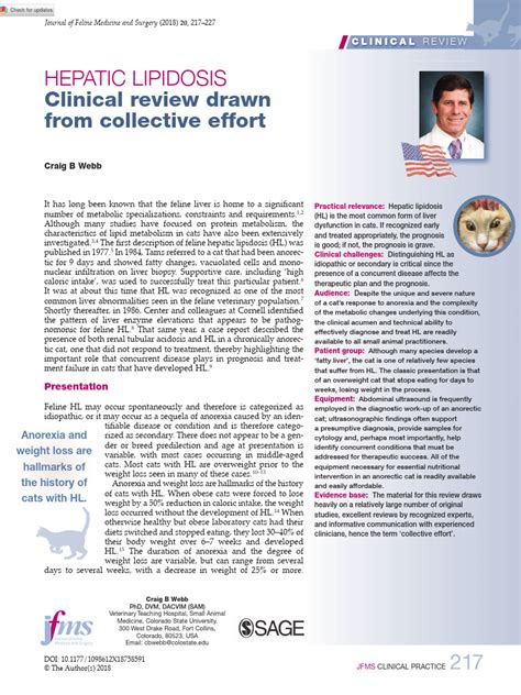 Webb 2018 Hepatic Lipidosis Clinical Review Drawn From Collective Effort Pdf Weight Loss