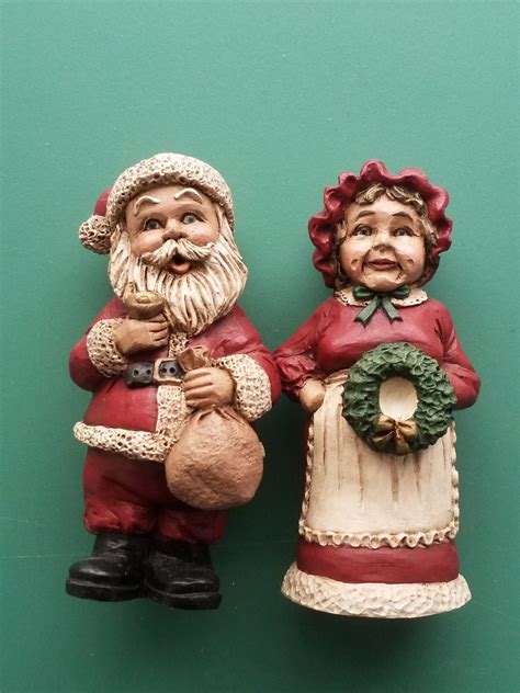 Santa And Mrs Claus Handpainted Pecan Resin Made Etsy Hand