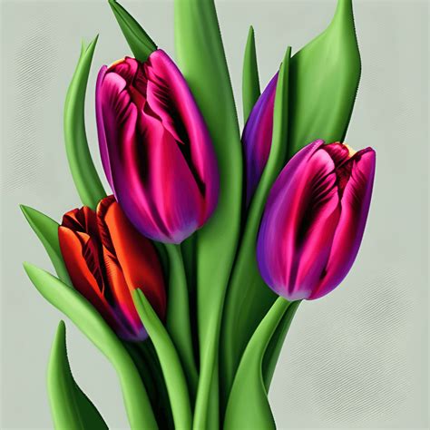 Tulipanes Hiperrealistas Con Detalles Intrincados Colores Intensos