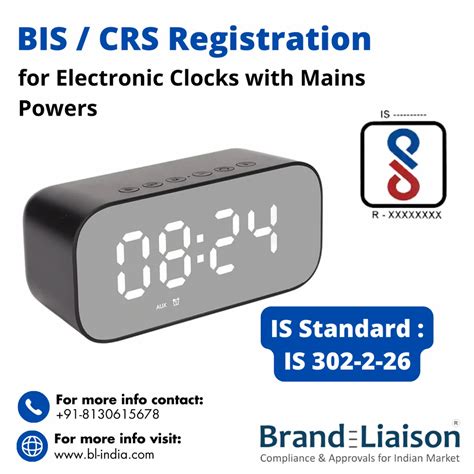 BIS Registration CRS For Electronic Clocks With Mains Powers At Rs