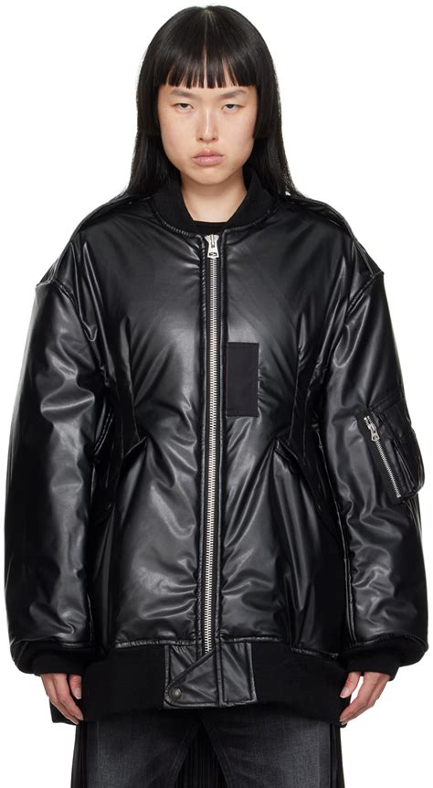 Junya Watanabe Blouson aviateur isolé noir en cuir synthétique