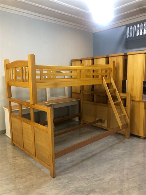 Tempat Tidur Anak Bunk Bed Ranjang Susun Tingkat Natural Kayu Ramin