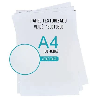 Papel Vergê A4 180g Branco Texturizado 100 Folhas Mundoware