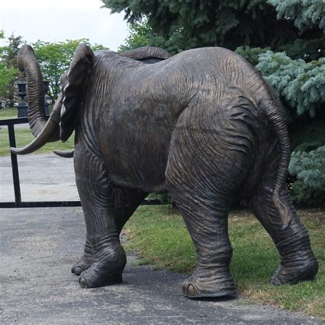 Full Size Adult Male Elephant Statue Bronze Irongate Garden Elements