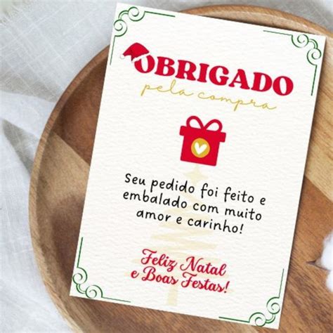 Cart O De Natal Obrigado Pela Compra Kit Unidades Elo