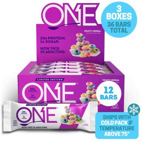 One Protein Bars Fruity Cereal 20g Protein 212 Ounce Pack Of 3