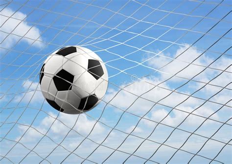 Soccer Goal with Soccer Ball at Soccer Net 3d Illustration Stock ...