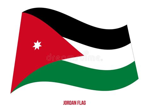 Jordan Flag Waving Vector Illustration On White Background Jordan National Flag Stock Vector