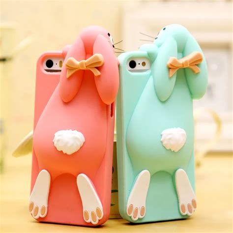 For Iphone 8 Cute 3d Cartoon Bunny Rabbits Soft Silicone Case For