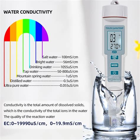 Ph 686 Digital Ec Meter 4 In 1 Tds Ec Temp Ph Tester Tds Ec Ph Meters Water Quantity Measure