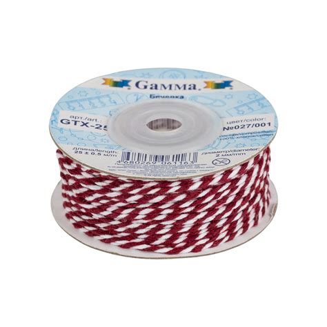 Шнур "Gamma" 2 мм GTX-25 бечевка №027/001 малиновый/белый купить за 0 ...