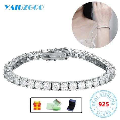 925 Sterling Silver Full Moissanite Bracelet Luxury Diamond Gra Real 4mm Bracelet For Women