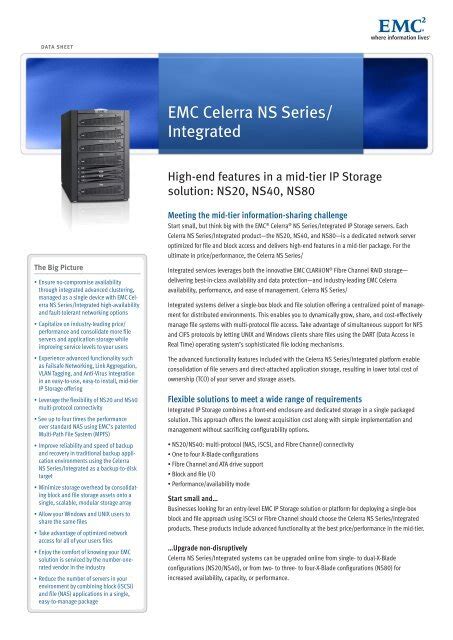 Emc Celerra Ns Series Data Sheet Emc Centera