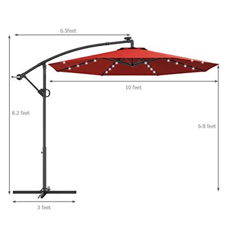 Tangkula 10 Ft Patio Offset Umbrella With 360 Degree Rotation Solar Powered Led Umbrella With