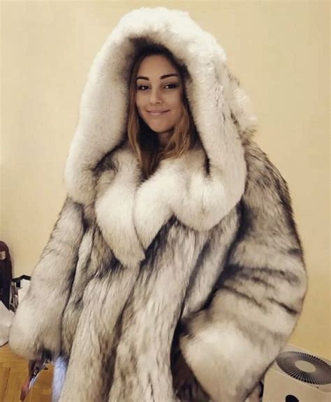 White Fox Blue And White Fabulous Furs Fox Fur Coat Femdom Coats