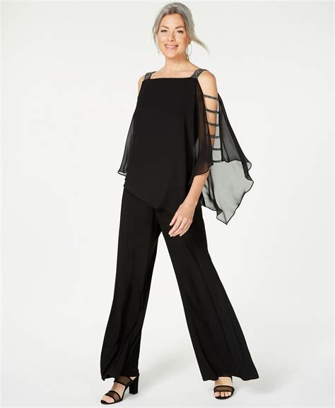 Msk Embellished Chiffon Overlay Jumpsuit And Reviews Pants And Capris