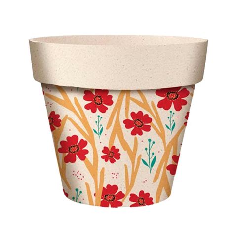 Cache Pot En Fibre De Bambou Coquelicots 15 5 Cm