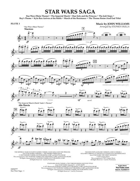 Star Wars Saga Flute 1 By Stephen Bulla Sheet Music For Concert Band At Sheet Music Direct