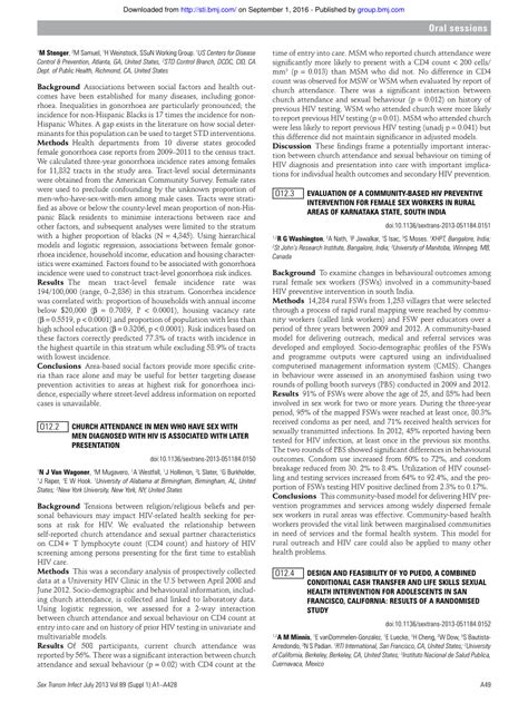 Pdf O123 Evaluation Of A Community Based Hiv Preventive Intervention For Female Sex Workers