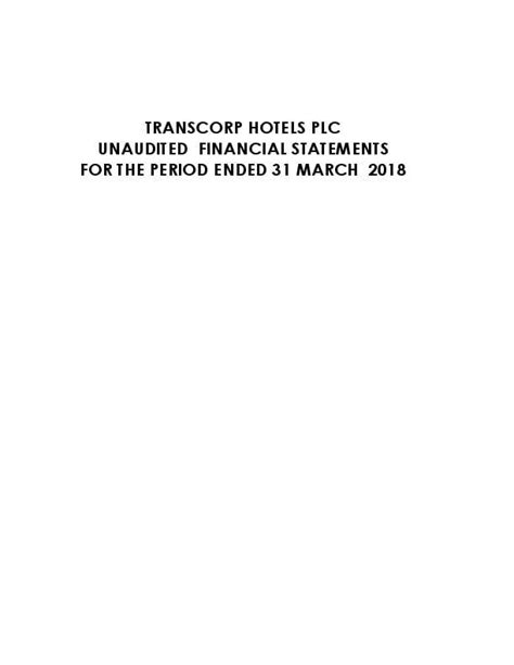 Transcorp Hotels Plc Tranho Ng Q Interim Report