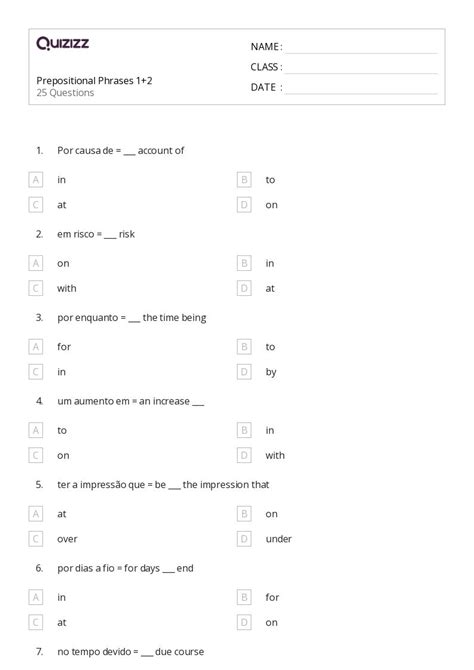 Prepositional Phrases Worksheets For St Grade On Quizizz Free