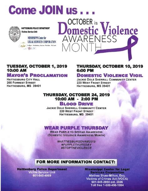 Wear Purple for Domestic Violence Awareness Month - City of Hattiesburg