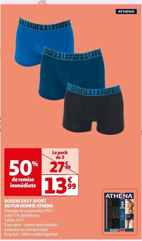 Promo Boxers Easy Sport Ou Fun Homme Athena Chez Auchan