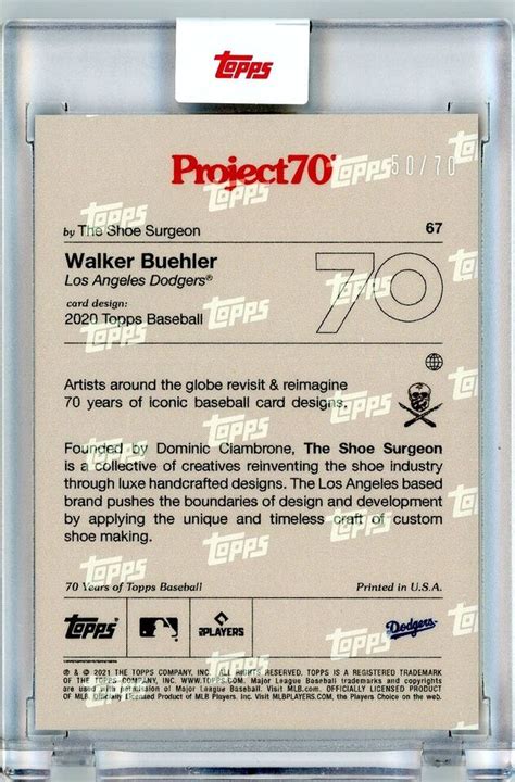 2021 TOPPS PROJECT 70 WALKER BUEHLER BY SHOE SURGEON RAINBOW FOIL