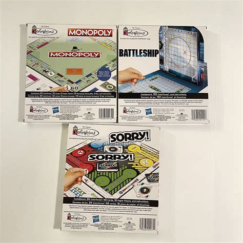 Lot Of 3 Colorforms Mini Travel Board Games Sorrymonopolybattleship