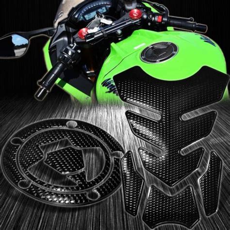 Pc Perforated Black Tank Pad Gas Fuel Cap Cover Ninja Zx R R