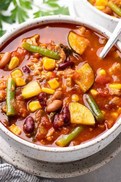 Chili Soup With Vegetables And Ground Turkey Veronika S Kitchen