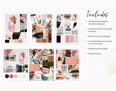 Canva Mood Board Templates Inspiration Board Editable Etsy