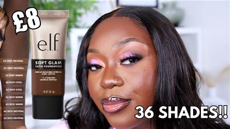 E L F 36 SHADES Soft Glam Satin Foundation On Dark Skin ONLY 8