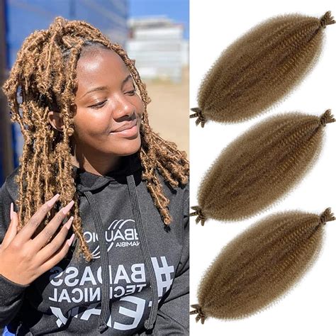 Afro Spring Twist Hair Color 27 Kinky Braiding Hair For Butterfly Locs 16 Inch 3