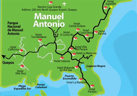 Manuel Antonio Hotels Maps Manuel Antonio National Park Map Dtwnir