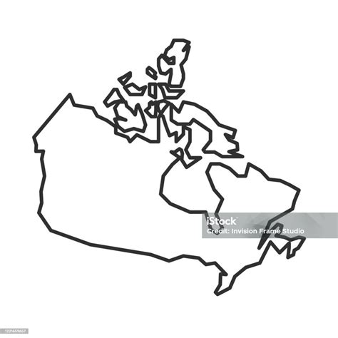 Canada Map Icon Isolated On White Background Canadian Simple Outline Map Vector Illustration