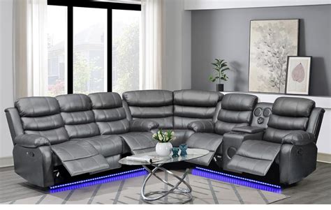 4 Recliner Seat Sectional With Speakers Casye Furniture