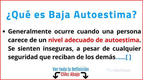 Aprende sobre la Baja Autoestima definición causas y efectos