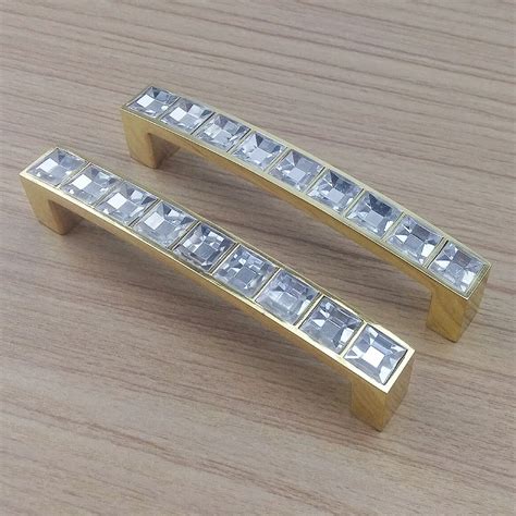 96mm Crystal Diamond Gold Furniture Handle Drawer Knobs Wardrobe Kitchen Cabinets Cupboard