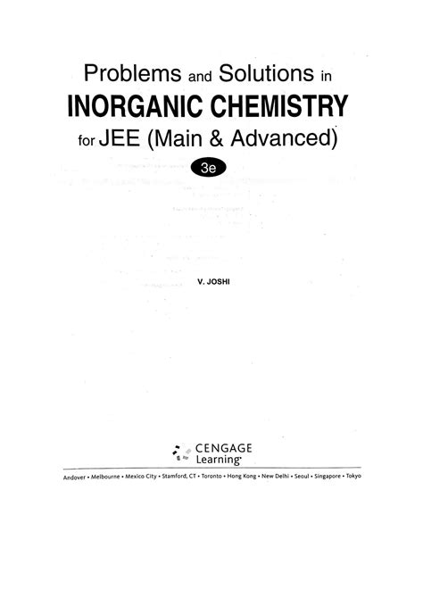 Solution Problems And Solutions In Inorganic Chemistry For Iit Jee