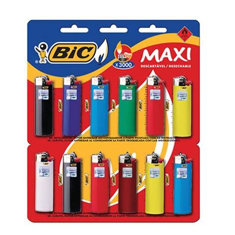 Isqueiro Bic Maxi Cartela C 12 Tabacaria JILK