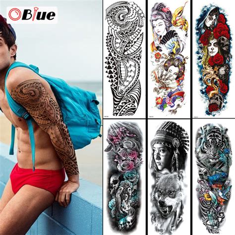 OBlue Full Arm Waterproof Temporary Tattoos Extra Large Lasting Tattoo